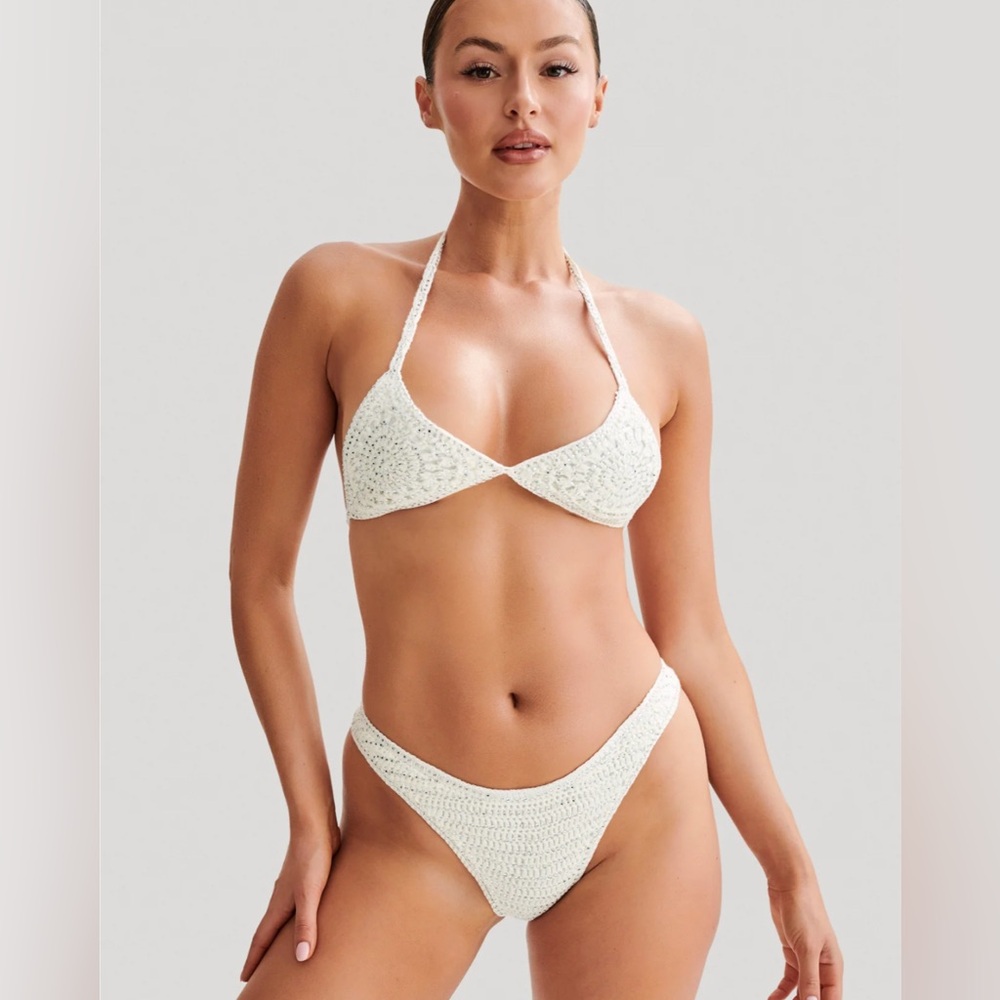 MESHKI Embellished Knit Bikini - Buttercream